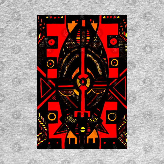 African Mask traditional tribal symbolic pattern design by Tony Cisse Art Originals